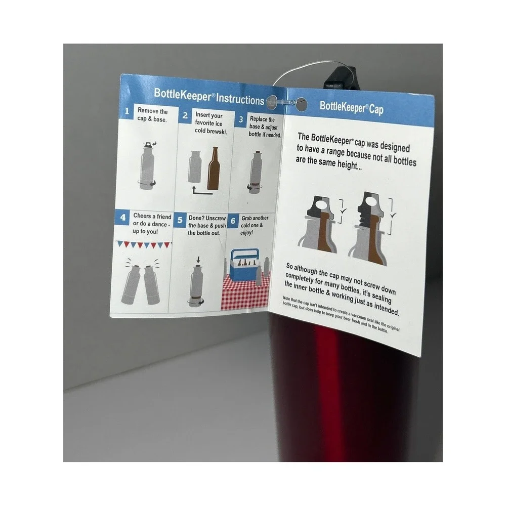 BottleKeeper Insulated‎ Beer Bottle Holder Stainless Steel Red Neoprene NWT 12oz